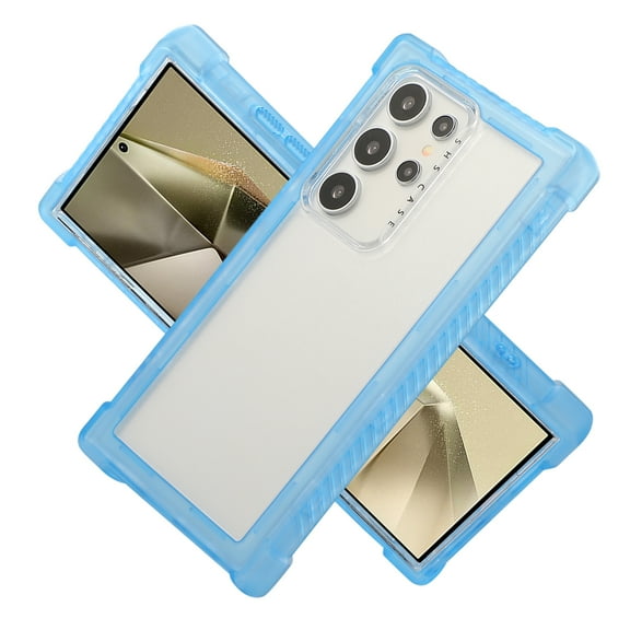 Allytechgroup for Samsung Galaxy S24 Clear Case, Hybrid TPU PC Rugged Corner Protective Matte Back Cover Anti-Scratch Not-Yellowing Phone Case Cover for Samsung Galaxy S24 Plus, Blue