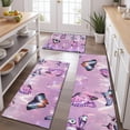 thumbnail image 2 of Purple Butterfly Pattern Kitchen Rugs Sets Of 3,Kitchen Runner Rugs Non Skid Washable,Decorative Kitchen Floor Mats for Kitchen,Sink,Laundry,17"x30"+ 17"x47" + 17"x59", 2 of 6