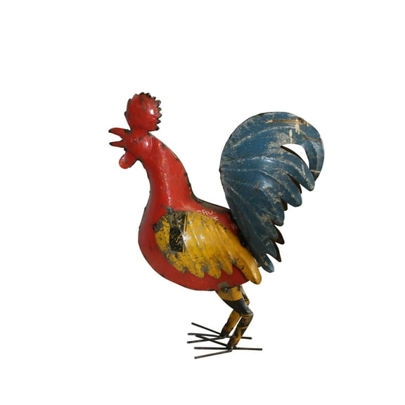 Nifao Colorful Thin Metal Rooster, Cockerel Statue – Home Decor Sculpture, 16"L x 6"W x 19"H