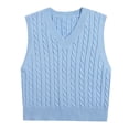 thumbnail image 3 of Brilliant Womens Sleeveless Tops Clearance Sale Women's knitted V-Neck vest pullover uniform cropped sweater Clearance(Blue,M), 3 of 4
