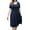 Navy Blue, variant on Women's Plus Size Dresses Short Sleeve Crew Neck Pleated Swing Dress with Pockets (L-4XL)