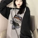 thumbnail image 2 of Camiseta de manga larga de dibujos animados Sanrio para mujer, Top de empalme de Hello Kitty, Hip Hop, primavera y otoño, nuevo, 2 of 4