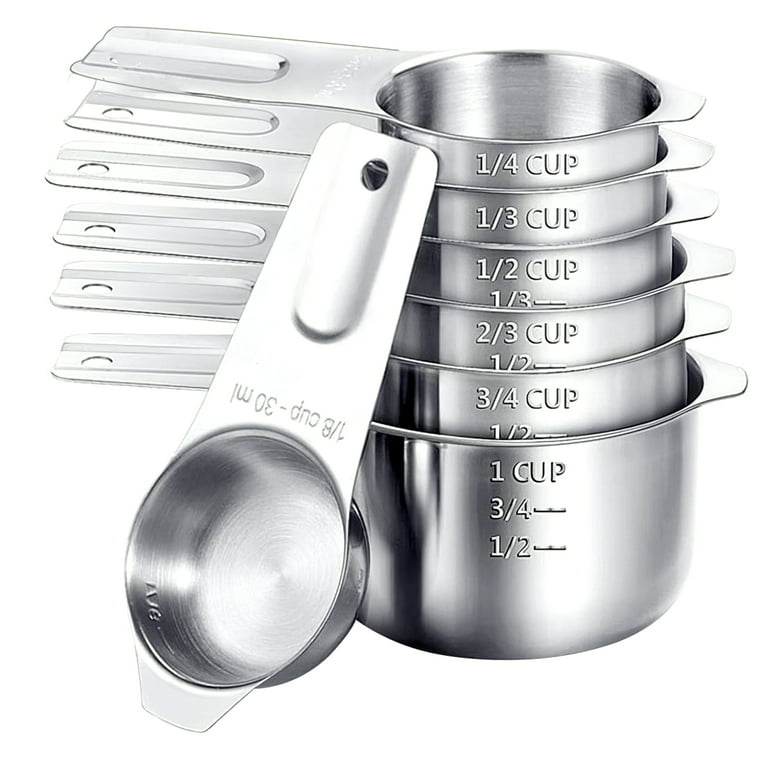 Naitesen 13PCS Measuring Cups and Magnetic Measuring Spoons Set with  Leveler, Stainless Steel Dishwasher Safe, Nesting Metal Spoons Cups for  Cooking