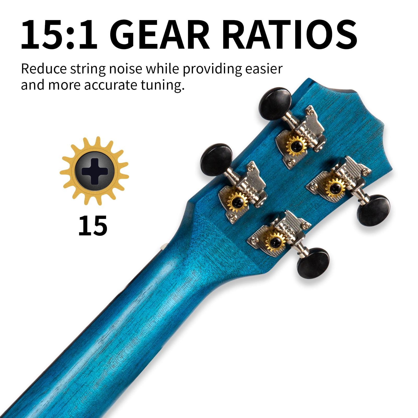 AODSK  21"  Ukulele Kit with Case, Clip-On Tuner, Strap, Nylon Strings, Picks, Online Lesson, Ukelele Beginner Series (Blue)