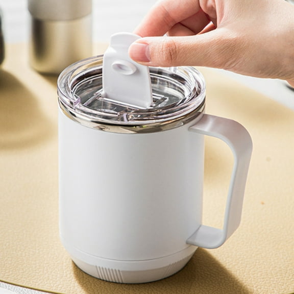 Upgraded Coffee Mug, Portable Double Layer Stainless Steel Mug With Lid And Handle, Induction Heatable, Insulated Coffee Mug For Travel, Camping, Office Q