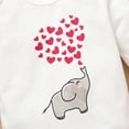 thumbnail image 5 of Sedceaty Three Piece Baby Girl’s Clothes Cartoon Elephant Long Sleeve Jumpsuit and Heart Pattern Long Pants with Headband, 5 of 8