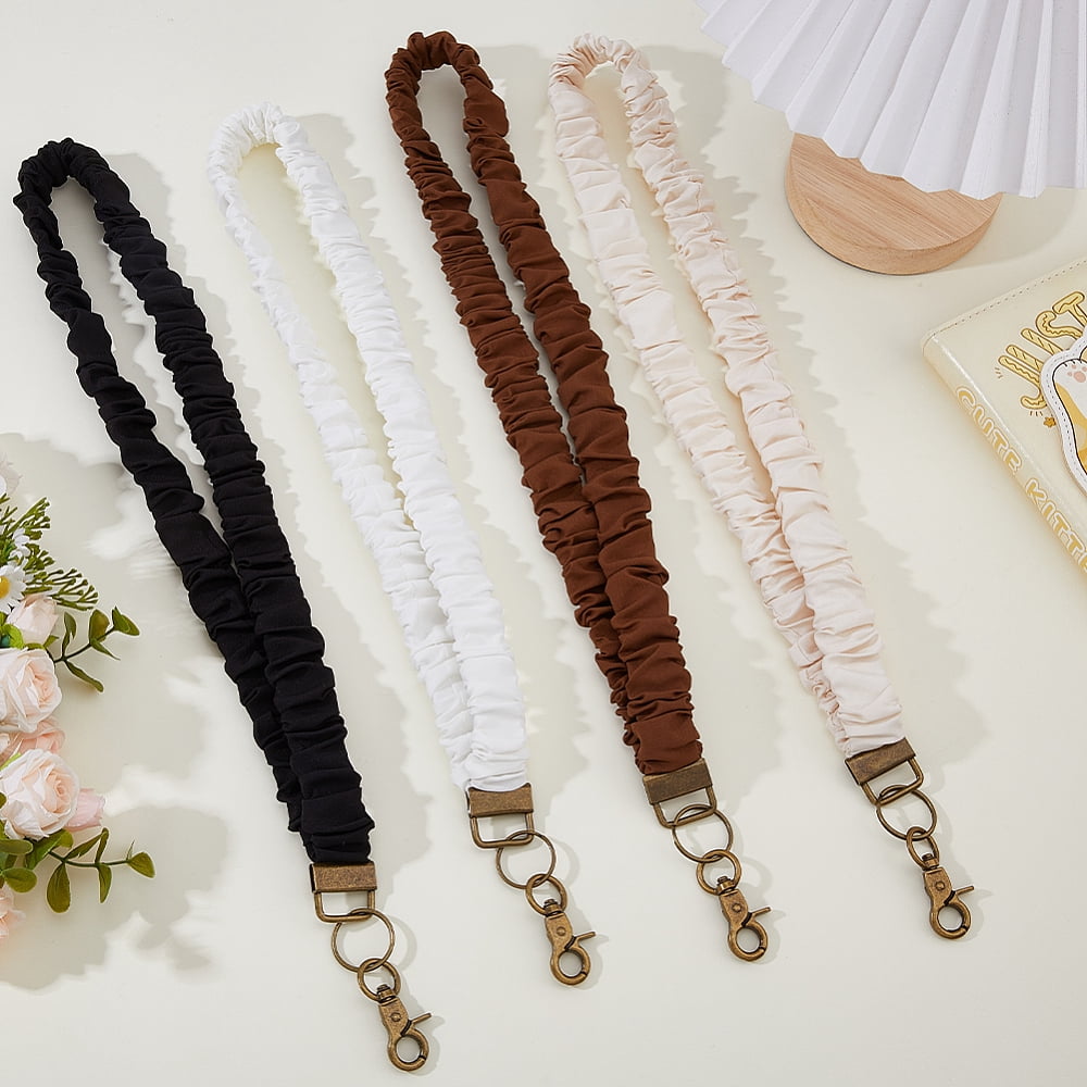 4Pcs 4 Colors Polyester ID Card Cell Phone Lanyard with Alloy Swivel Clasp Mixed Color 450x27x33.5mm