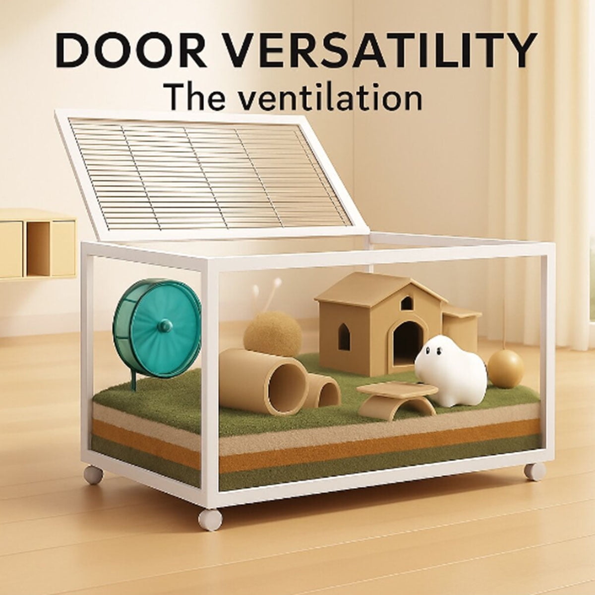Danolapsi Hamster Cage, Metal Mice and Rat Habitat Stackable with  Universal Wheels,Chew-Proof Dual Door Small Animal Habitat,Hamster House for Guinea Pig Gerbil