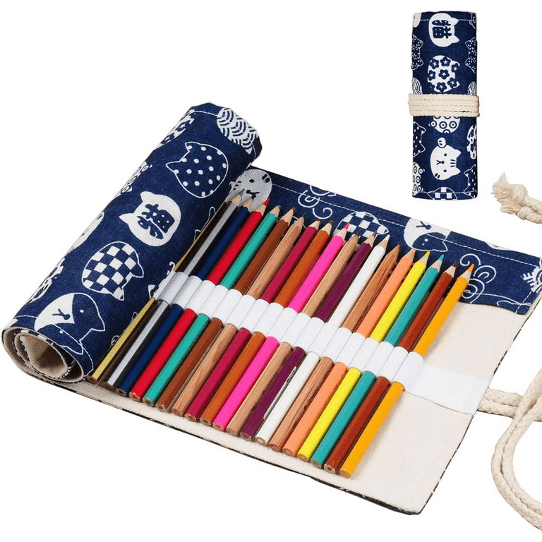 Colored Pencil Wrap Roll up Pen Holder Case Drawing Coloring Pencil Roll  Organizer Stationery Case for Student Artist Traveler - shape2