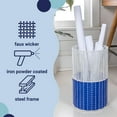 thumbnail image 3 of Happimess Harper Modern 4.13-Gallon 2-Tone Faux Wicker Cylinder Outdoor Trash Can, White/Blue, HPM1101A, 3 of 9