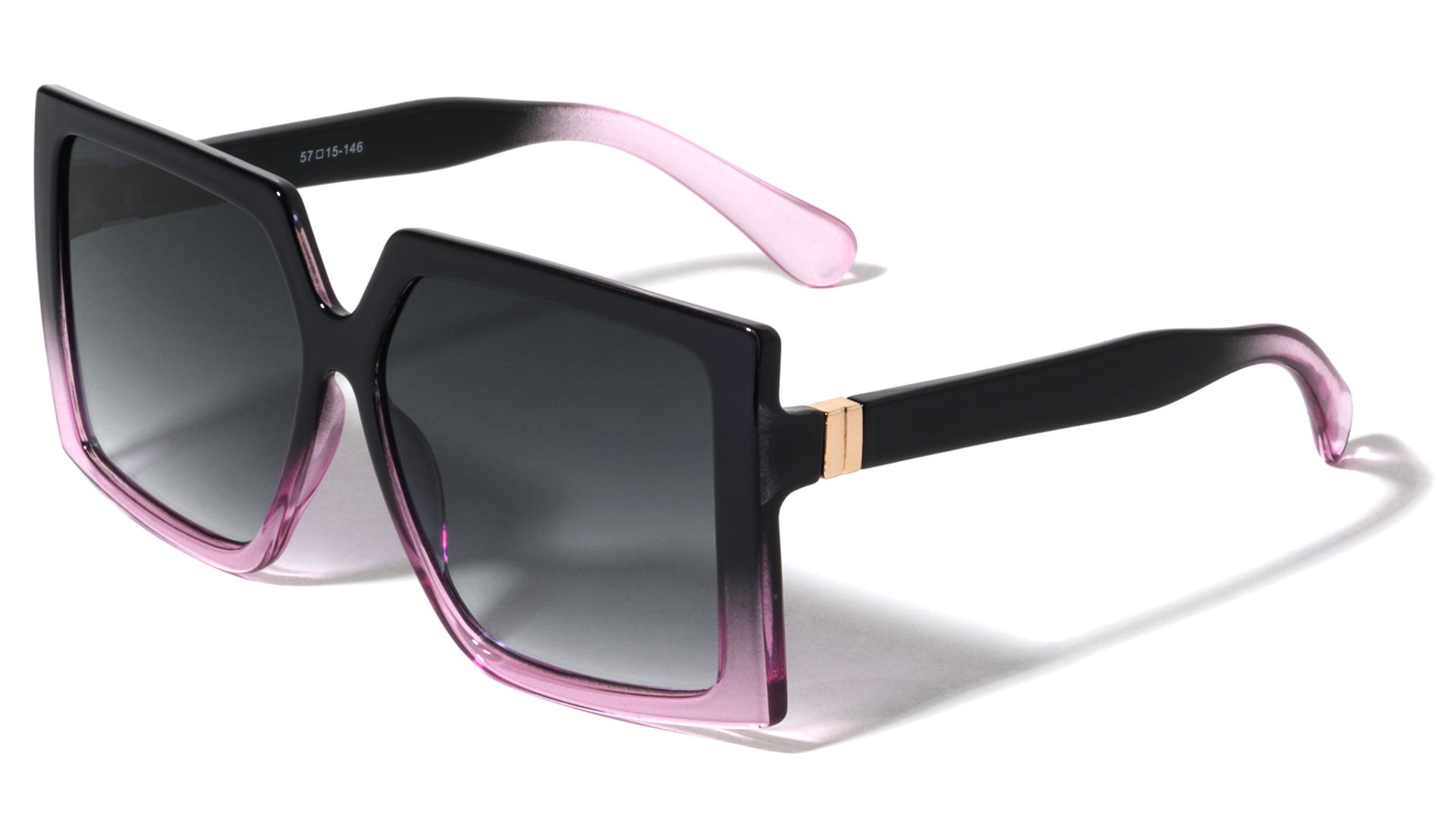 Oversized Square Sunglasses UV400 Protection Lightweight Plastic 2 Pack Flat Top Oversized Shield Rimless Wrap Square Sunglasses  main image 2