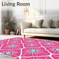 thumbnail image 2 of ODIKA 4'x6' Machine Washable Non-Slip Area Rug, Scandinavian Frosted Starburst Hook Art Motif High Traffic Rug, Pink, 736302, 2 of 7