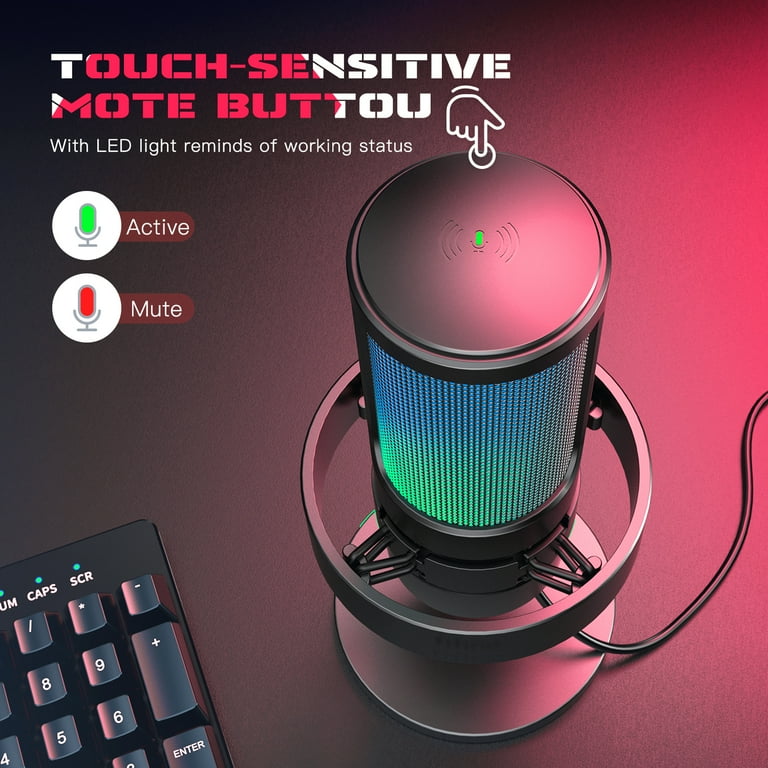 FIFINE A8 Gaming USB Microphone with RGB Lighting, Black photo 5