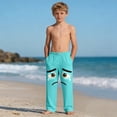thumbnail image 6 of Boys Cartoon Sweatpants Green Funny Sad Face Print Kids Lounge Pants with Pockets Soft Comfortable for Sleeping Casual Elastic Waist 4-14 Years,Size 9 T, 6 of 9