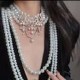 thumbnail image 4 of Multi Strand Imitation Pearls Bead Necklace Adjustable Length Fashion Neckpiece, 4 of 11