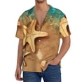 thumbnail image 2 of Disketp Men's Hawaiian Starfish And Seashell 1 Print Shirts Button Down Holiday Beach Shirts-X-Large, 2 of 5