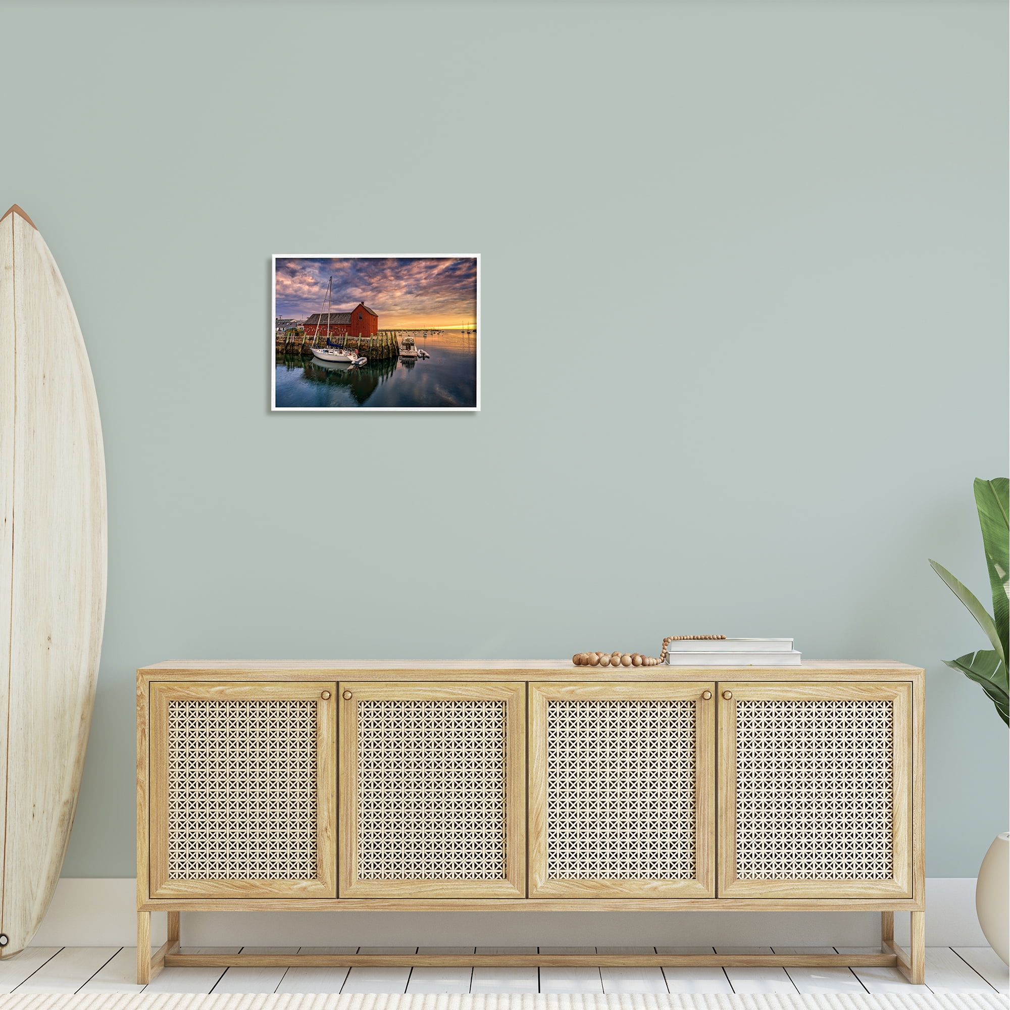 Stupell Docked Boats Marina Harbor Photography Landscape Photography White Framed Art Print Wall Art