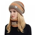 thumbnail image 2 of Womens Slouchy Beanie and Scarf Set for Girls Warm Knit Winter Ski Hat with Fleece Lined, 2 of 3