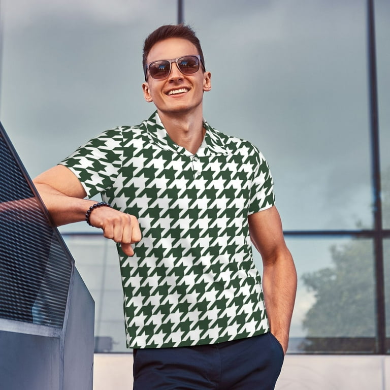 Zeuib Scottish Checkered Print Men's Athletic Fit Golf Polo Shirt