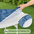 thumbnail image 5 of Blue Pioneer Flower and Paisley Pattern Round Fitted Tablecloth with Elastic Edge,Dining Table Cover Waterproof,Outdoor Round Tablecloth for Camping,Dining,Indoor and Outdoor, 5 of 7