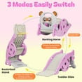 thumbnail image 5 of 4-in-1 Kids Slide Rocking Toy, Portable Combination Slide for Children, Rocking Horse with Basketball Hoop, Convertible Freestanding Slide for Age 1-6 Boys And Girls-Pink, 5 of 8