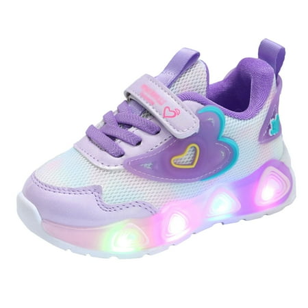 GEWSEY Shoes Girls Boys Light Up Shoes Slip On Breathable Lightweight Sneakers Tenning Walking Back to School Shoes (Toddler to Little Kid) Purple 5 Years
