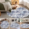 thumbnail image 5 of Round Rugs 6 Ft, Blue Floral Non Slip Area Rugs for Kitchen Bedroom Entryway, Spring Botanical Flowers Leaves Vintage Washable Carpet Runner Rug Floor Mats for Bedroom Home Decor, 5 of 8