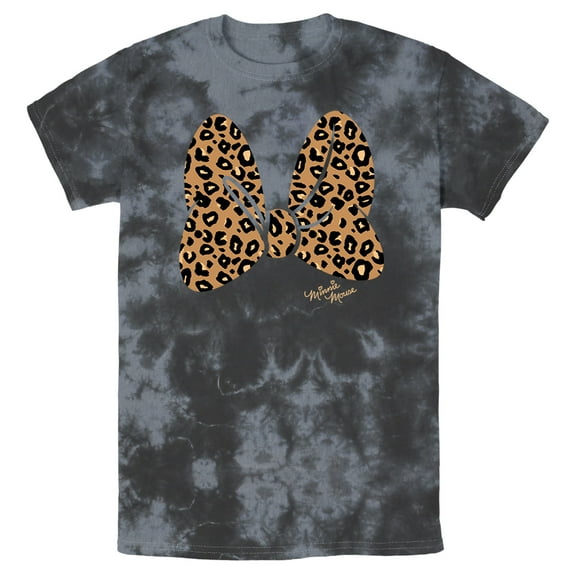 Men's Mickey & Friends Cheetah Print Minnie Mouse Bow  Graphic Tee Black/Charcoal Small