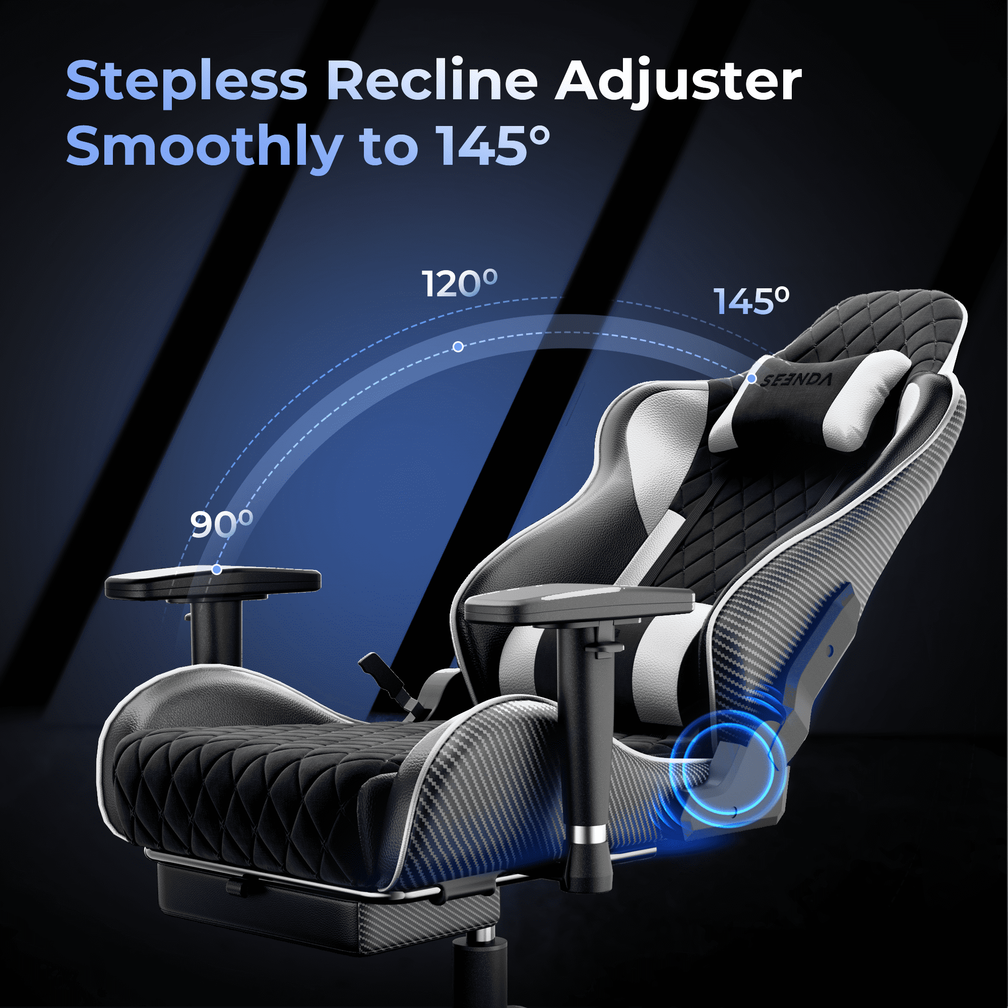 Seenda GCPro-10 Big and Tall Gaming Chair with Footrest, High-Back Ergonomic Office Chair, Heavy Duty Reclining Computer Desk Chair with Adjustable Lumbar Support and Headrest