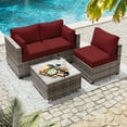 thumbnail image 7 of Kimunuk Outdoor Replacement Cushions for Patio Furniture, 4" Foam High-Density, 8-Piece Water-Resistant Outdoor Cushion for 3-Seat Sectional Patio Conversation Sets, Liner&Cover, Burgundy, 7 of 7