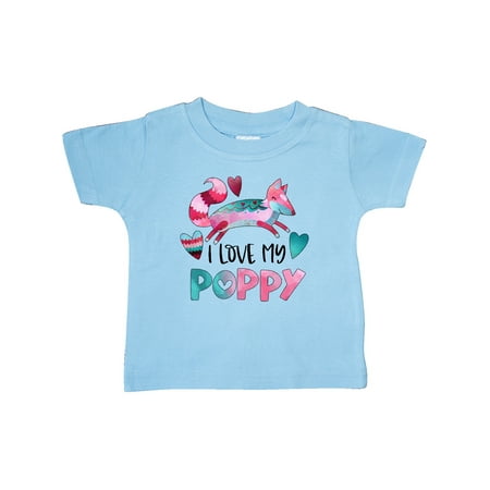 

Inktastic I Love My Poppy Pink and Blue Fox with Hearts Gift Baby Boy or Baby Girl T-Shirt
