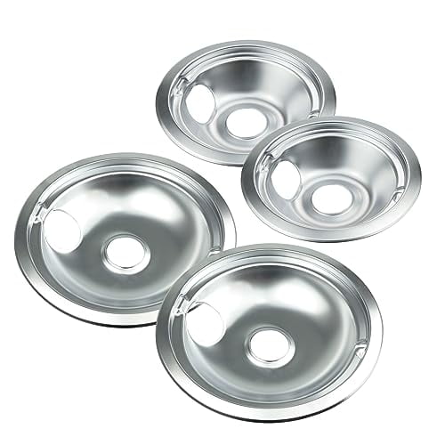 Chrome Range Drip Pans compatible with GE,Hotpoint and Kenmore Electric Stove - Replacement for WB31T10010,WB31T10011 (4 Pack,2pcs 6" and 2pcs 8")