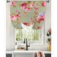 thumbnail image 3 of Pink Purple Spring Floral Tie Up Curtains for Kitchen Bathroom Bedroom Windows 63 Inch Length, Sage Green Vintage Summer Botanical Balloon Drape Curtains Shade Rod Pocket Curtain Panel, 46"x63", 3 of 7