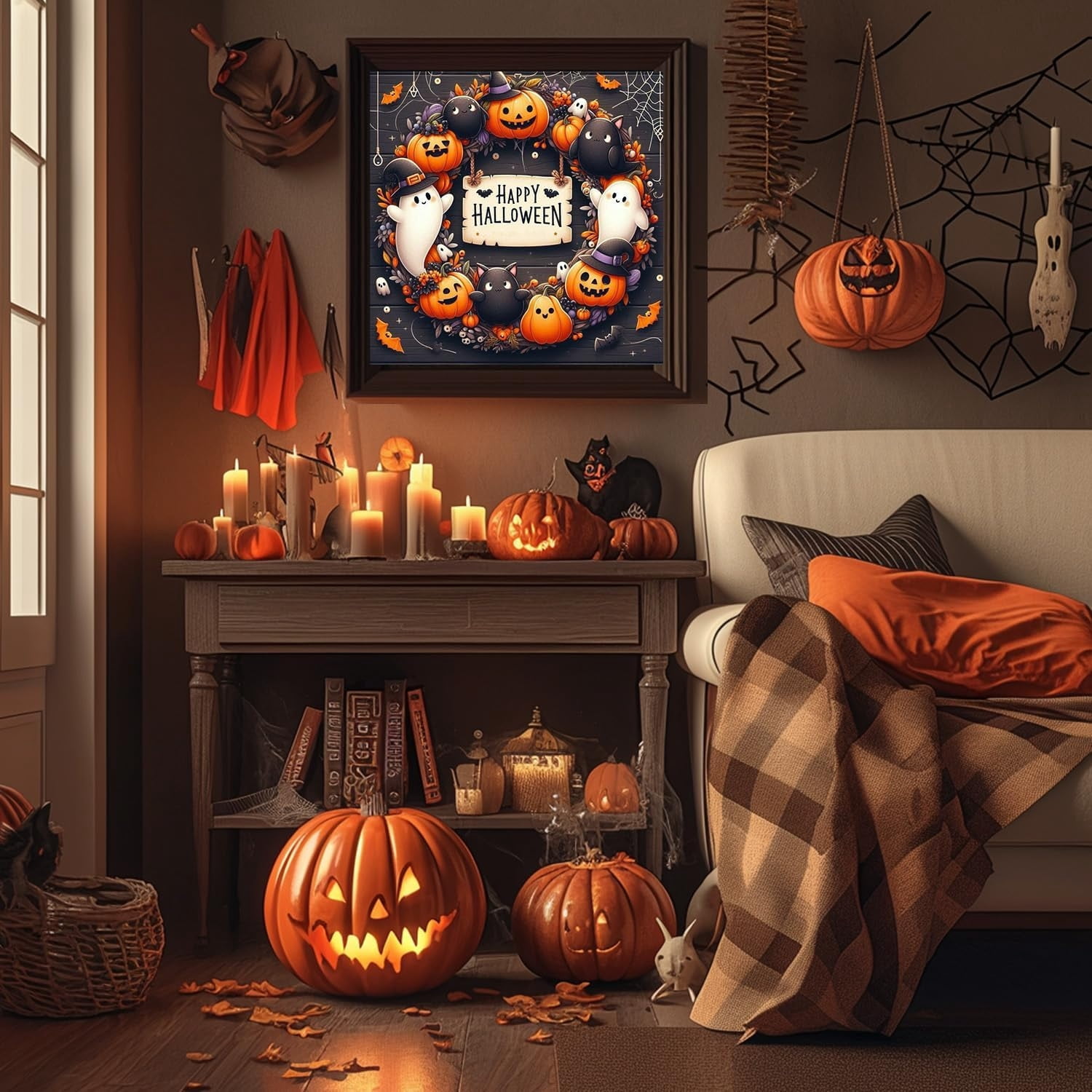 Halloween Diamond Art Kit for Adults, 5D Gothic Diamond Art 3-Piece Set, DIY Full Diamond Diamond Painting Gemstone Arts and Crafts, Home Wall Decor 16x20 Inch (Unframed)