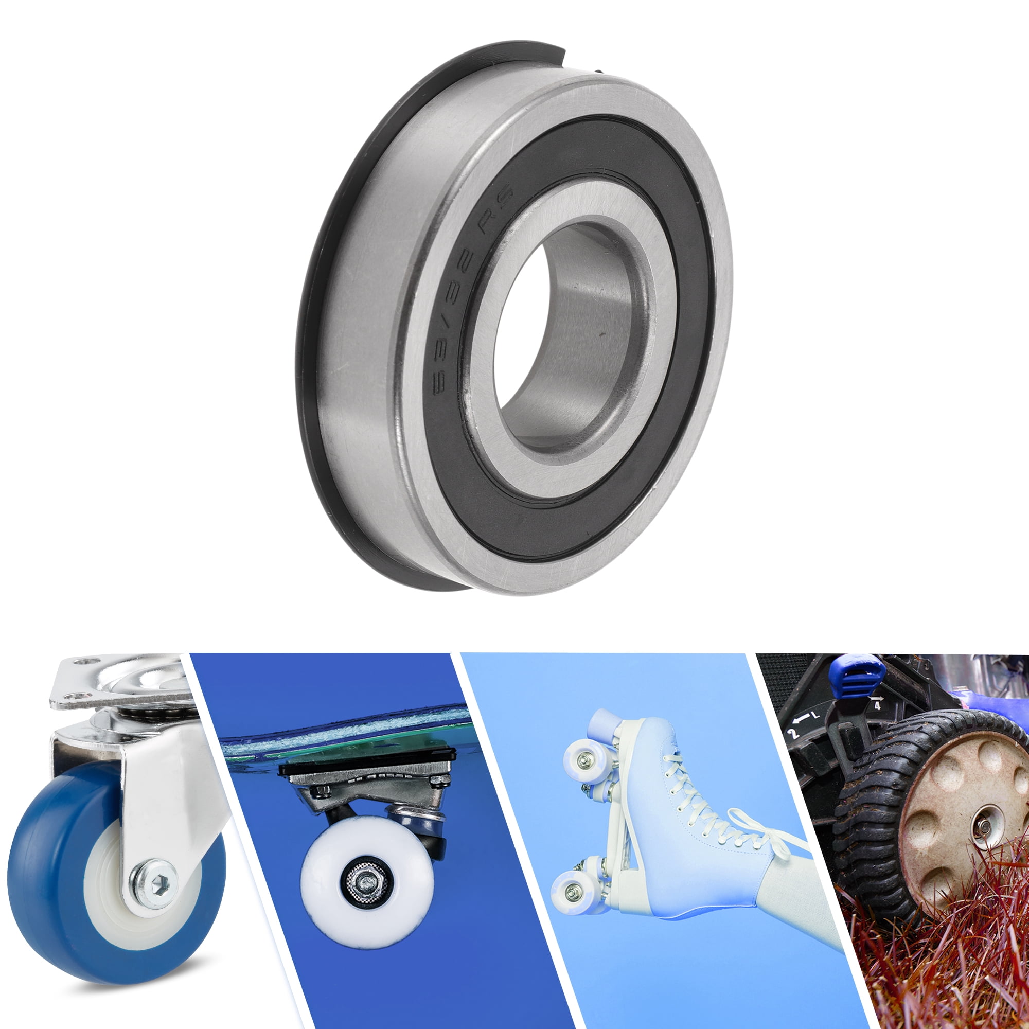 Unique Bargains 63/32NR2RS Deep Groove Ball Bearings 32x75x20mm P0 Double Rubber Seal Lubricated Bearings 1Pc Car Scooter Skateboard Wheel Universal Silver Tone Black
