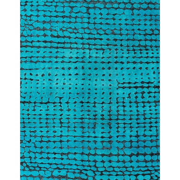 Ahgly Company Machine Washable Indoor Rectangle Abstract Aqua or Cyan Blue Area Rugs, 2' x 4'