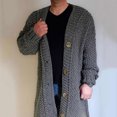 thumbnail image 1 of Men's Cardigan Traveling Hiking Camping Polyester Male Breathable Soft Open Front Sweater Simple Design Solid Color Long Sleeve Coat Clothes L, 1 of 7