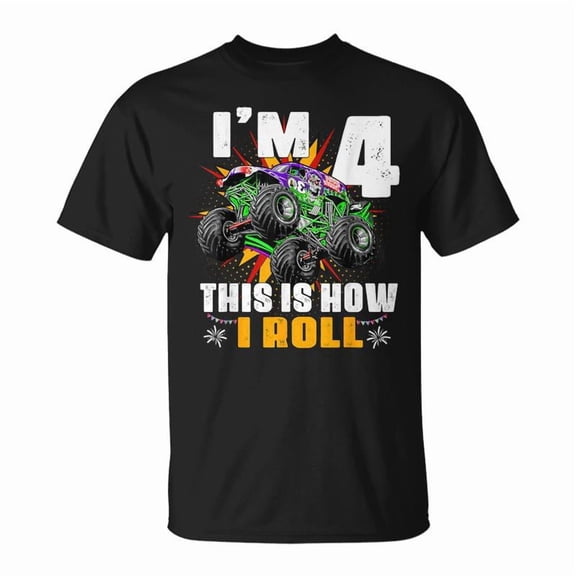 Monster Trucks Are My Jam 4Th Birthday Boy 4 Years Old TShirt