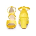 thumbnail image 4 of BLISSFUL STEP Women's Shoes Faux Velvet Chunky Heel Open Toe Crisscross Strap Buckle Sandals Yellow 6, 4 of 4