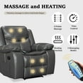 thumbnail image 3 of Wide Seating PU Leather Recliner Chair with Massage and Heating Function Living Room Furniture Grey, 3 of 11