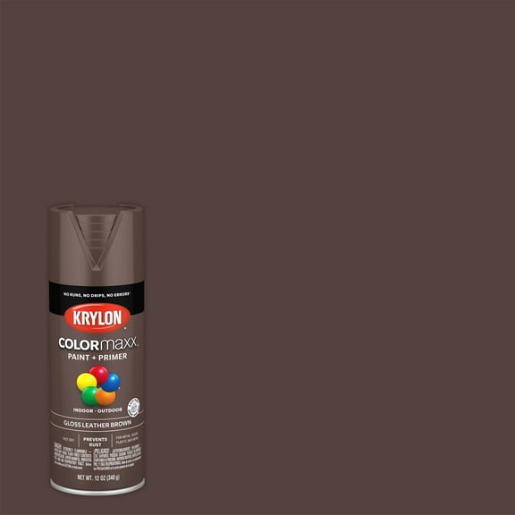 Krylon COLORmaxx Spray Paint   Primer, Gloss, Leather Brown, 12 oz