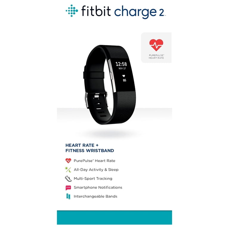 Fitbit Charge 2 Smartwatch, Black Small, Android Compatible