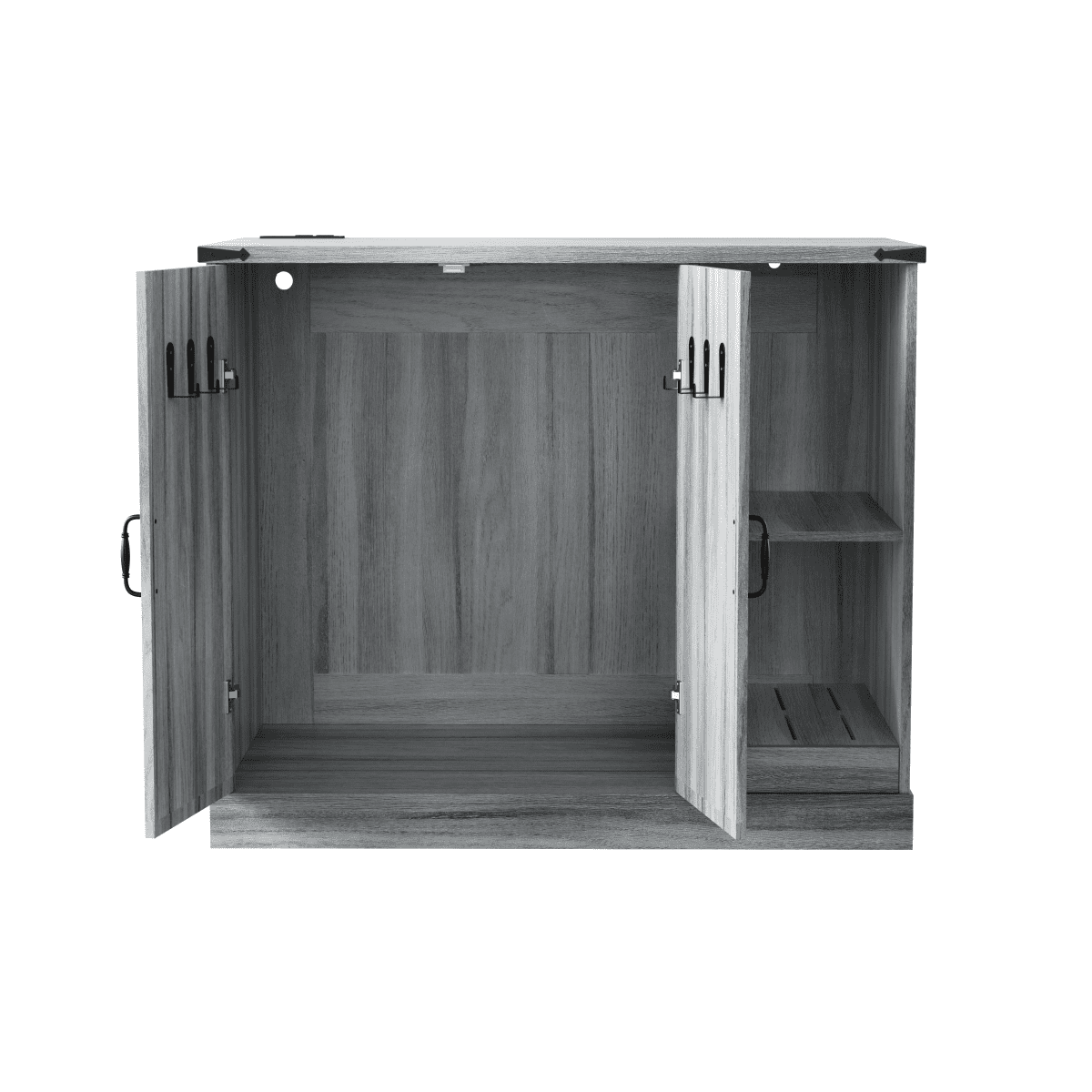 Cat Litter Box Cabinet with Power Outlet, Modern Litter Box Furniture for Large Automatic Litter Boxes, Hidden Litter Box Enclosure with Litter Catcher, Adjustable Storage Shelves, Gray