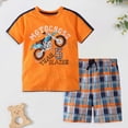 thumbnail image 2 of HCNTES Toddler Baby Spring Summer Clothes Set Short Sleeves T-Shirt Tops + Shorts Cute Outfits Set Kid Shorts Boys For 2t 3t 4t 5t 6t 7t 8t 9t Kid School Activities(G-Orange,4-5 Years), 2 of 9