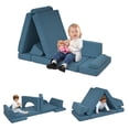 thumbnail image 3 of Qaba Modular Kids Play Couch, 12 Pcs Kids Couch Child Sectional Sofa, Playroom Bedroom Furniture for Boys and Girls, Blue, 3 of 10