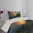 thumbnail image 4 of Ambesonne Tropic Quilted Coverlet 2 Pcs, Sunrise on Ocean Seaside, Twin Size, Green Blue Orange, 4 of 5