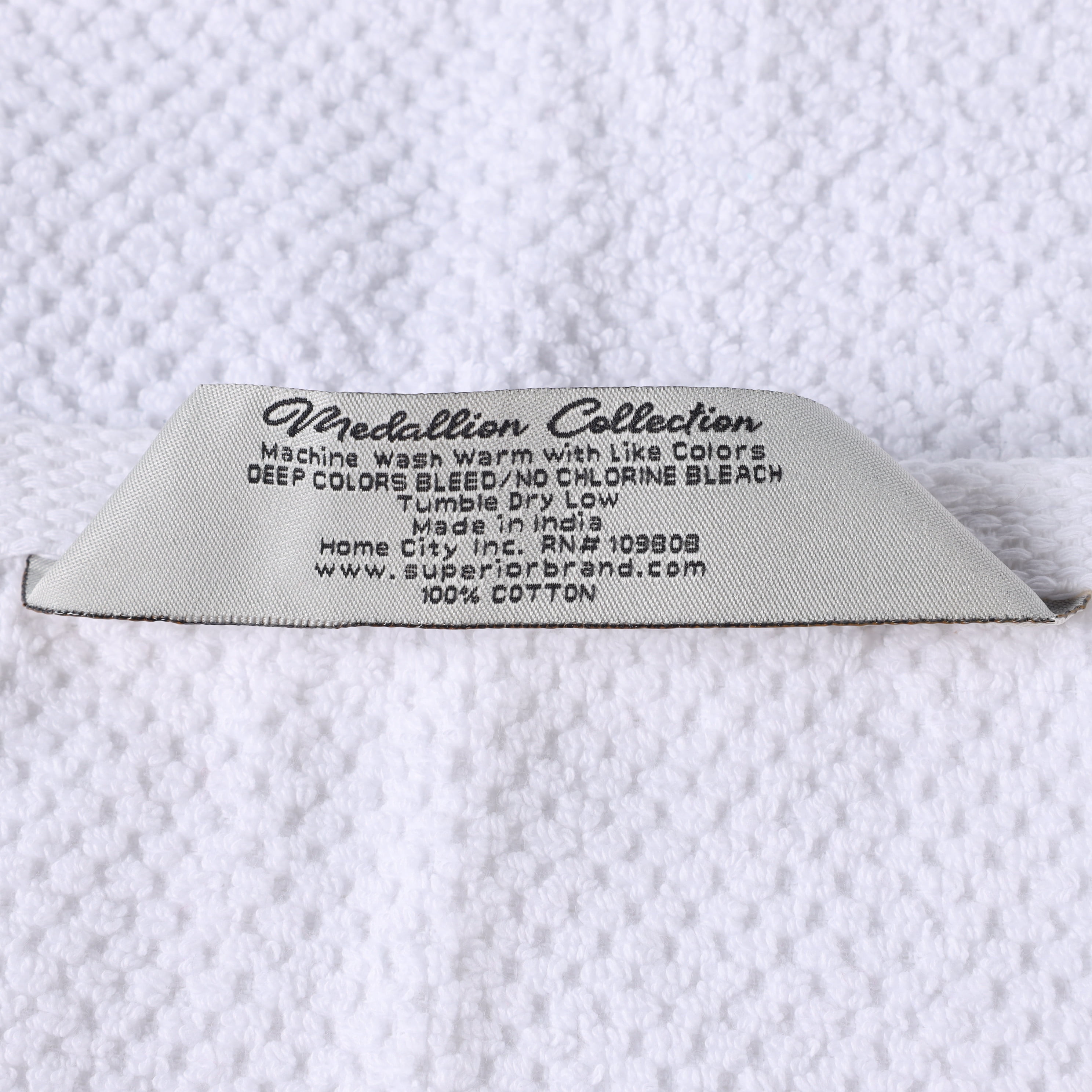 Superior Medallion Cotton Hand Towels, Set of 6, White/ Emberglow
