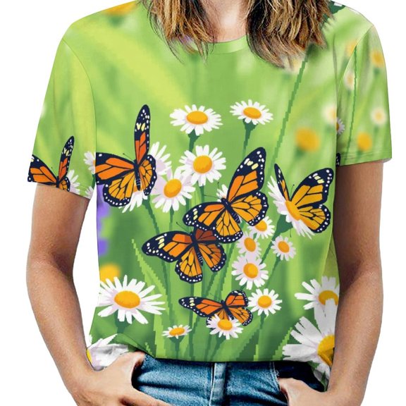 Daisy T-Shirt O Neck Oversize T-Shirts Short Sleeve Classic Tees Women Summer Graphic Tops
