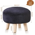 thumbnail image 2 of SONGMY Round Footstool Ottoman Rabbit Wool Mushroom Stool Solid Wood Stool Small Upholstered Ottoman Shoe Changing Foot Stool Step Stool Sofa Footrest Stool for Living Room Bedroom (Black), 2 of 7