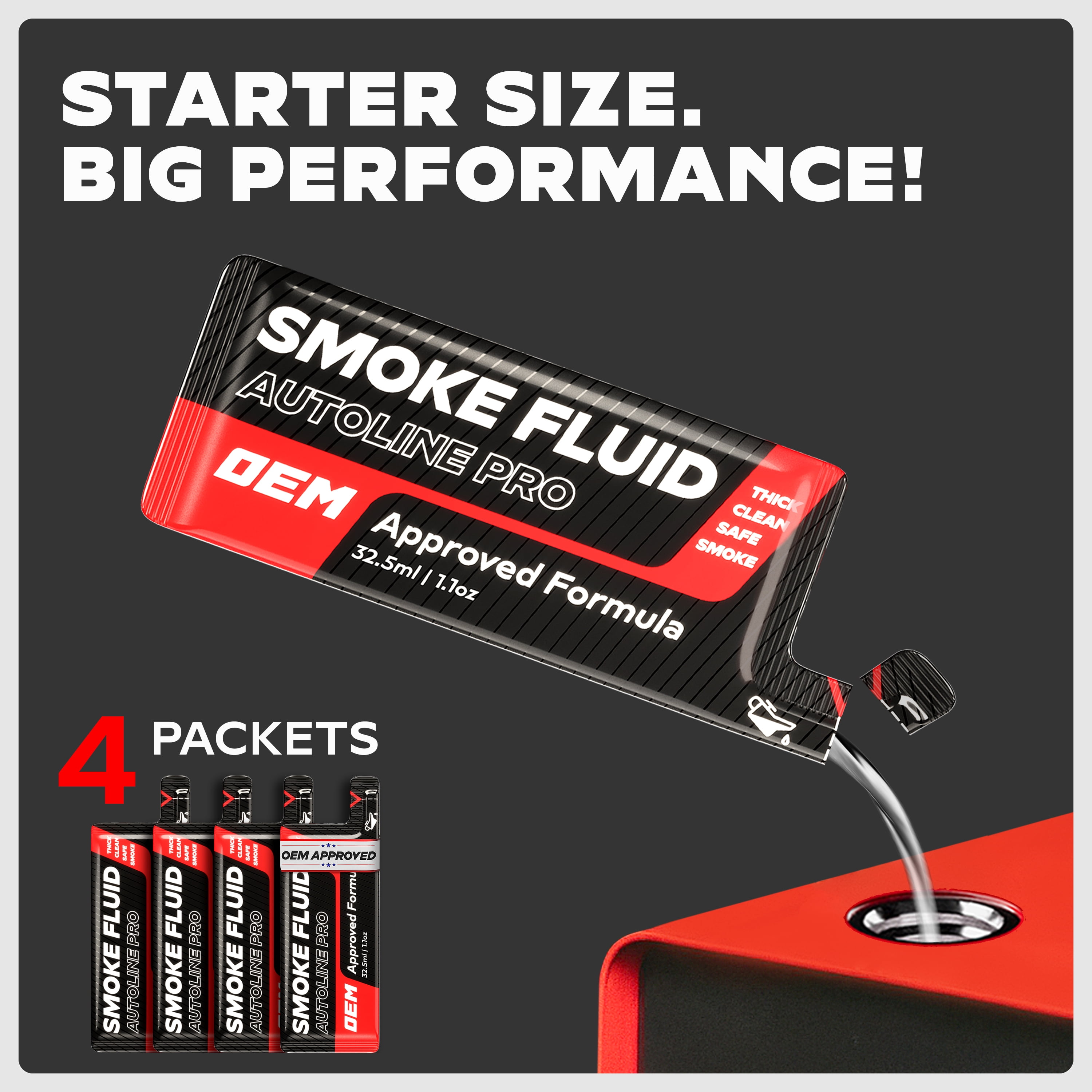 Automotive Smoke Machine 4.4oz Fluid Solution - Starter Size | Thick Smoke | Clean Output | OEM Approved for EVAP Leak, Vacuum, Exhaust, Turbo, Super Chargers, Fuel & Intake and More